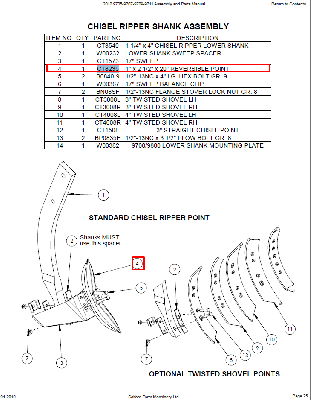 Долото (оборотный нож) на глубокорыхлитель CT8235N (10010822)