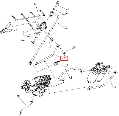 Трубка возврата масляного насоса 240100204759 (4V5UP-T3.350600)