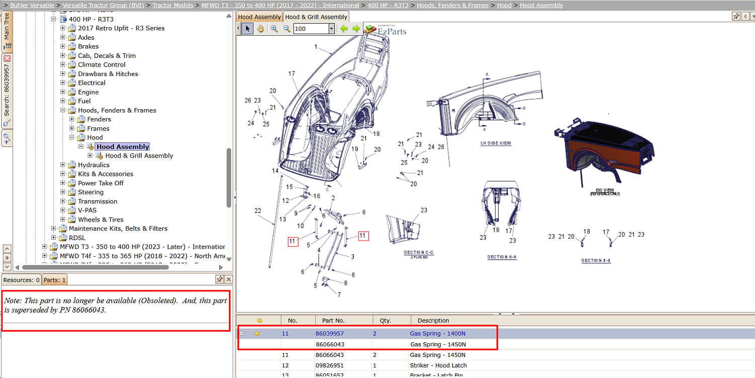 Амортизатор капота Buhler 305 86039957(86066043)