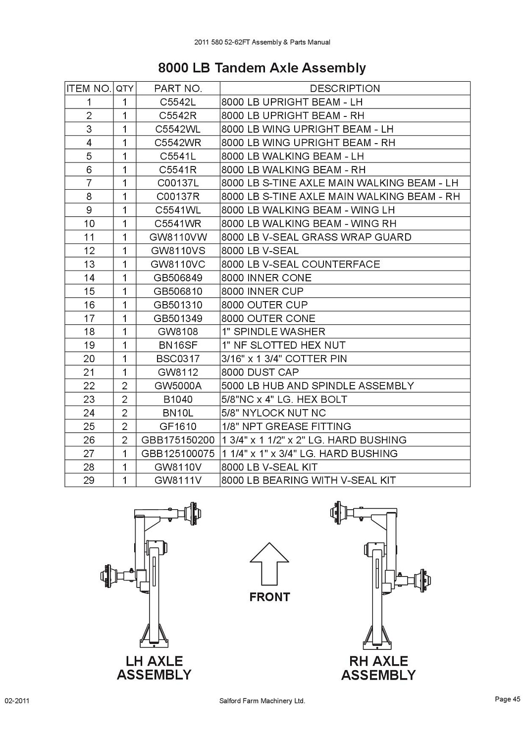 Поперечина подвижная правая балансир с 8000 осью C5541R (10009887)